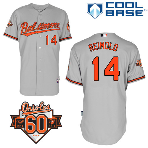 Nolan Reimold #14 MLB Jersey-Baltimore Orioles Men's Authentic Road Gray Cool Base Baseball Jersey